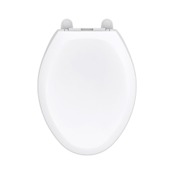 Gerber® G0099849 Toilet Seat with Cover, Elongated Bowl, Closed Front, Solid Polypropylene, White, Adjustable Hinge, Import