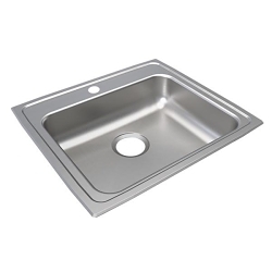 Just Manufacturing SLADA1921A603-J ADA Sink, Lustrous Satin, Rectangular Shape, 18 in L x 14 in W Bowl x 6 in D Bowl, 3 Faucet Holes, 6 in H x 19-1/2 in W x 22 in L, Drop-In Mounting, 304 Stainless Steel