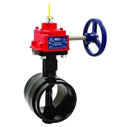NIBCO® NLK662L GD-4865-8N Grooved Style Fire Protection NO Butterfly Valve With (2) Switch, 8 in Nominal, 300 psi WWP Max Pressure, Ductile Iron Body, ASTM A395 Body, ASTM A582 Stem, FM Approved, MSS SP-25, MEA 9-97-E, cULus Listed, ULC Listed, Domestic