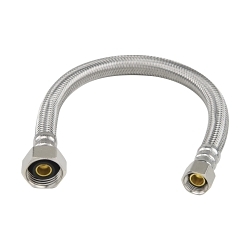 PlumbShop® PLS1-24A F PLS1-A Flexible Faucet Connector, 3/8 x 1/2 in Nominal, Compression x FNPT End Style, 24 in L, 125 psi Working, Reinforced PVC/Braided Stainless Steel, Import