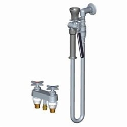 Chicago Faucet® 524-VBABCP Remote Hot and Cold Water Pre-rinse Fitting, Commercial, 1 gpm Flow Rate, 4 in Center, Swivel Spout, Polished Chrome, 2 Handles, Domestic