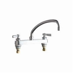 Chicago Faucet® 527-L9ABCP Hot and Cold Water Sink Faucet, Commercial, 2.2 gpm Flow Rate, 8 in Center, Swivel Spout, Polished Chrome, 2 Handles