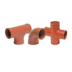 Gruvlok® 0390017424 FIG 7061 Pipe Reducing Tee, 4 x 4 x 2-1/2 in Nominal, Grooved End Style, Ductile Iron, Rust Inhibiting Painted, Domestic
