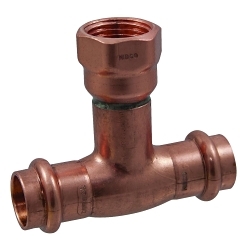NIBCO® 9124800PC PC612 Tee, 2-1/2 x 2-1/2 x 3/4 in Nominal, Press x Press x FNPT End Style, Wrot Copper, Domestic