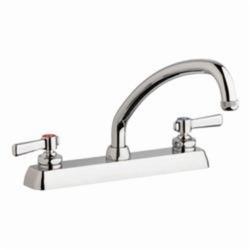 Chicago Faucet® W8D-L9E1-369ABCP Hot and Cold Water Workboard Sink Faucet, Deck Mount, 2 Handles, 8 in Center, Polished Chrome