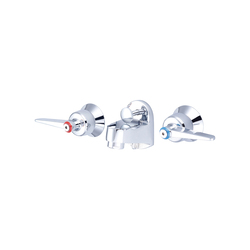 Central Brass 1177-LE Shelf Back Lavatory Faucet, 1.5 gpm Flow Rate, 4 to 6 in Center, Polished Chrome, 2 Handles, Function: Traditional