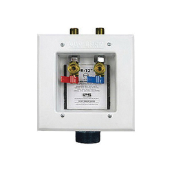 Guy Gray™ 82585 Fire Rated Washing Machine Outlet Box With Quarter Turn Hammer Arrester Valve, Metal, White Powder Coated, Domestic