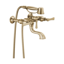 Brizo® T70360-GL Tub Filler Trim Kit, Rook®, 2 gpm Flow Rate, Luxe Gold, 2 Handles, Domestic