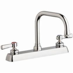 Chicago Faucet® W8D-DB6AE1-369ABCP Hot and Cold Water Workboard Sink Faucet, Deck Mount, 2 Handles, 8 in Center, Polished Chrome