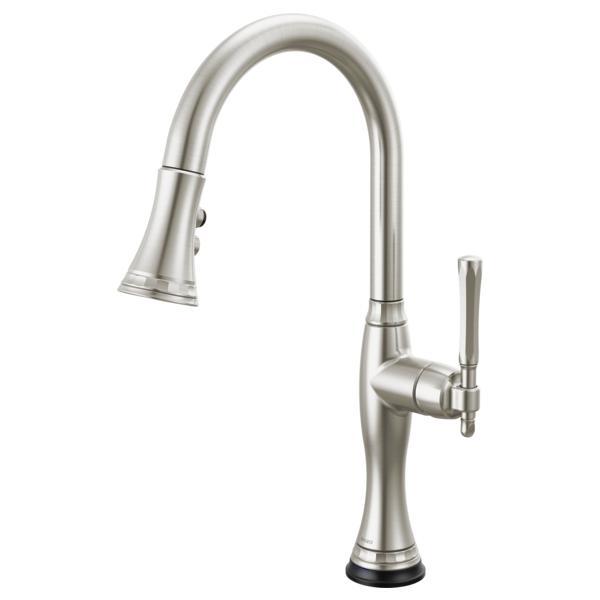 Brizo® 64058LF-SS Pull-Down Kitchen Faucet, 1.8 gpm Flow Rate, Stainless, 1 Handles, 1 Faucet Holes, Spray/Aerated Stream Function, Import