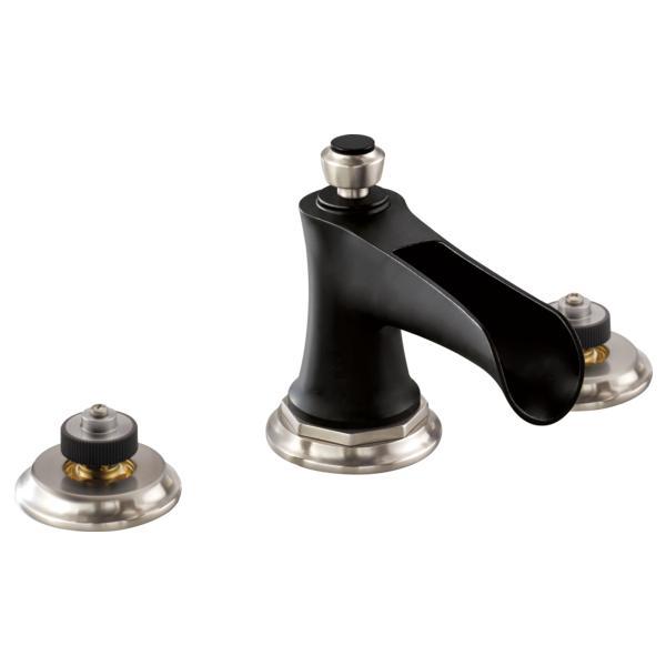 Brizo® 65361LF-NKBLLHP-ECO Rook™ Widespread Lavatory Faucet, 1.2 gpm, 3 in H Spout, 6 to 16 in Center, Luxe Nickel/Matte Black, Pop-Up Drain, Import, Commercial