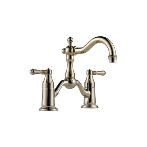Brizo® 65536LF-PN-ECO Tresa® Widespread Bridge Lavatory Faucet, Commercial, 1.2 gpm Flow Rate, 5-1/2 in H Spout, 8 in Center, Polished Nickel, 2 Handles, Pop-Up Drain, Domestic