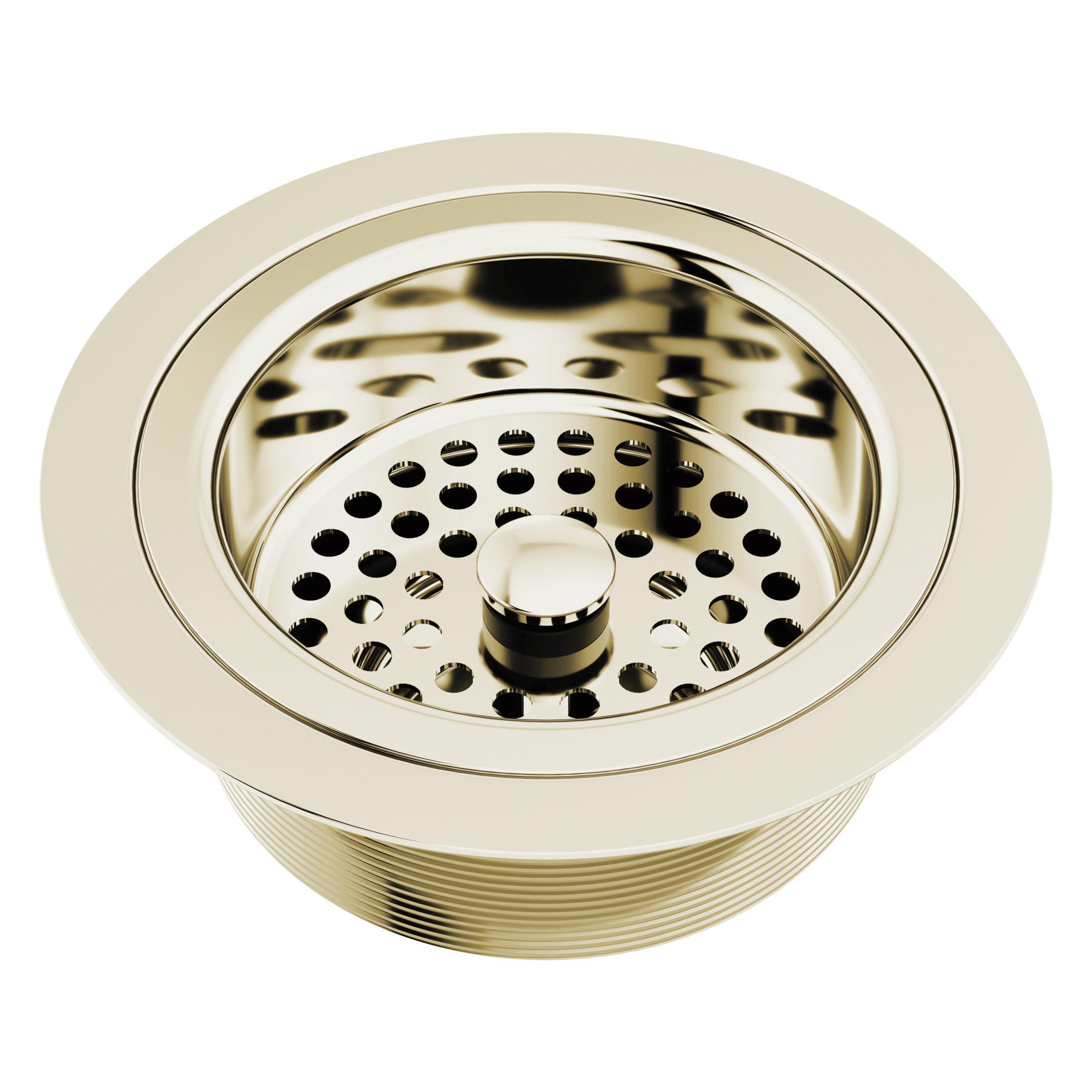 Brizo® 69052-PN Kitchen Sink Flange with Strainer, 4-1/2 in Nominal, 4-1/2 in OAL, Tailpiece Connection, Solid Brass, Polished Nickel, Import