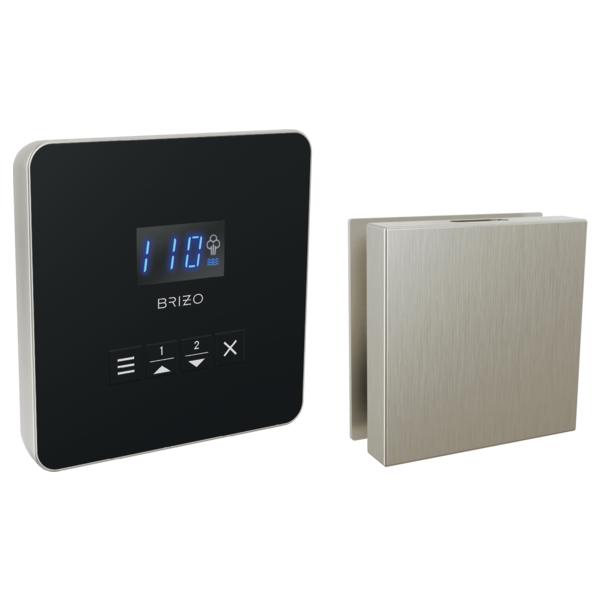 Brizo® 8CH-250L-BN-L Square Steam Shower Control, Digital Display, Lumicoat Brushed Nickel, Domestic