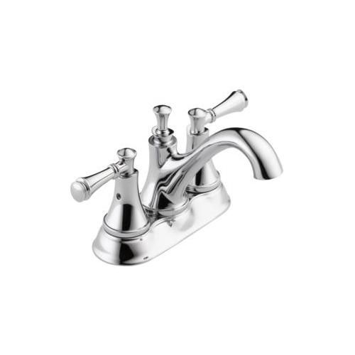 DELTA® 25713LF-ECO Silverton® Centerset Bathroom Faucets, Chrome, 2 Handles, Plastic Pop-Up Drain, 1.2 gpm Flow Rate