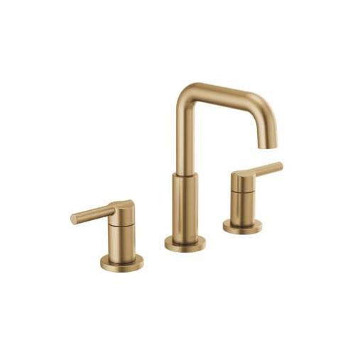 DELTA® 35849LF-CZ Nicoli™ Widespread Bathroom Faucet, 1.2 gpm Flow Rate, 5-7/8 in H Spout, 6 to 16 in Center, Champagne Bronze, 2 Handles, Pop-Up Drain, Import