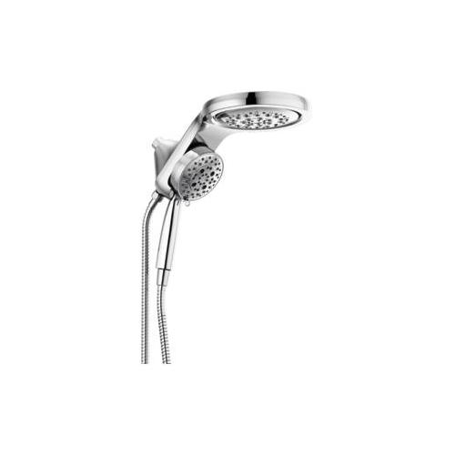 DELTA® 58680-PR25 HydroRain® 2-in-1 Universal Shower Head and Hand Shower Combo, 7-7/8 in Dia 5 Shower Head, 2.5 gpm Flow Rate, 60 to 82 in L Hose, Lumicoat™ Polished Chrome, Import
