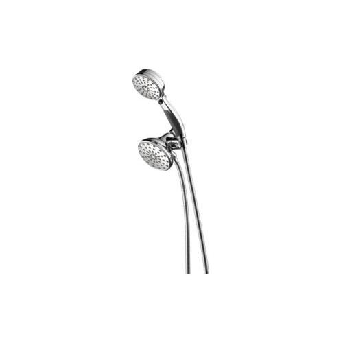 DELTA® 75831C Universal 9-Setting Combination Hand Shower/Shower Head, 4-1/2 in Dia, 1.75 gpm Flow Rate, 72 in L Hose, 1/2 in IPS Connection, Polished Chrome, Import