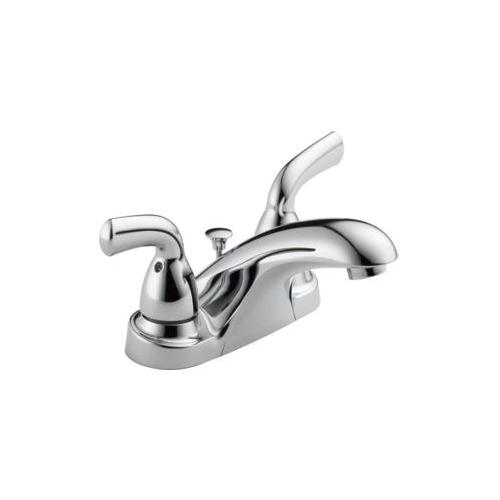 DELTA® B2510LF-PPU Centerset Lavatory Faucet, Foundations®, Polished Chrome, 2 Handles, Pop-Up Drain, 1.2 gpm