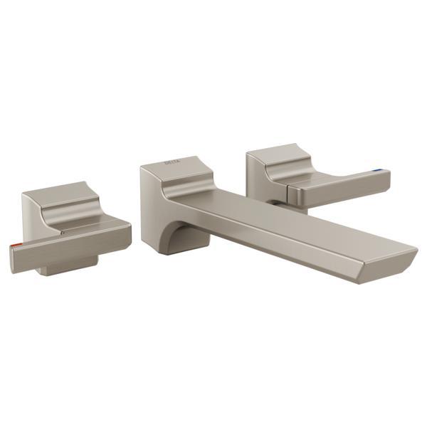DELTA® T3599LF-SS-PR-WL Pivotal™ Bathroom Faucet Trim, Commercial/Residential, 1.2 gpm Flow Rate, 8 in Center, Lumicoat™ Stainless, 2 Handles