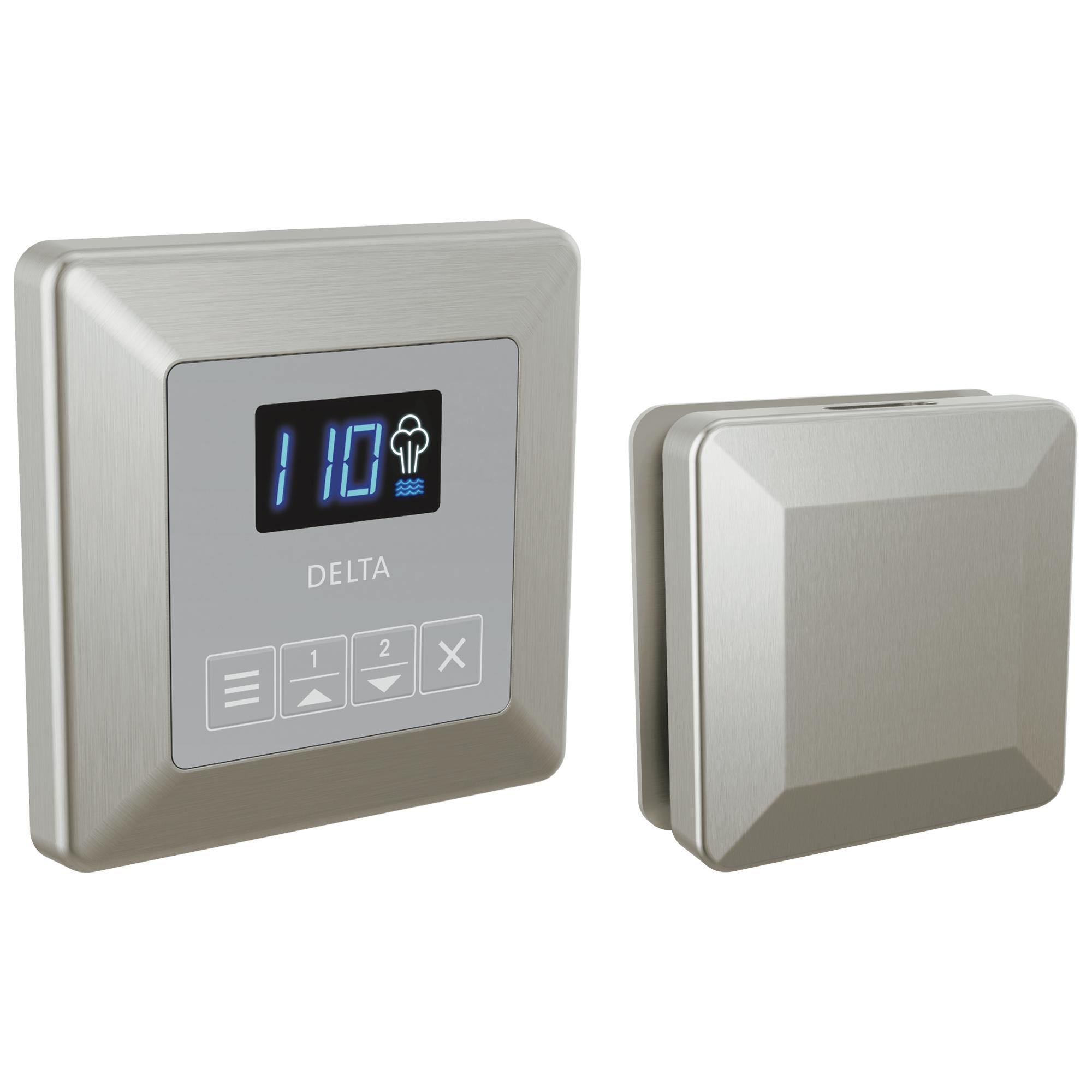 DELTA® 5CH-250T-SS-PR Square Steam Shower Control, Digital Display, Lumicoat Stainless, Domestic