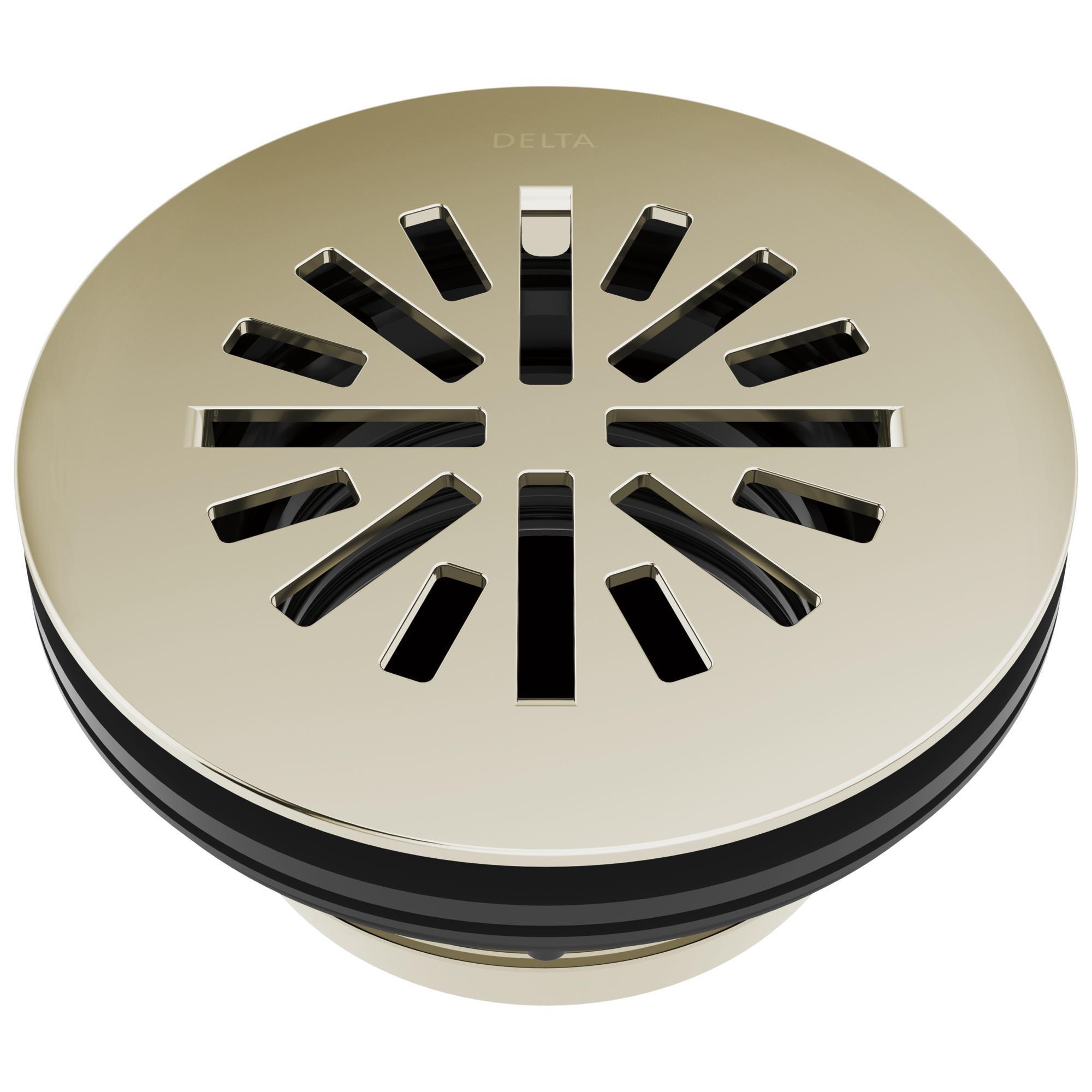 DELTA® DT051411-PN Round Shower Drain, 4 in Nominal, Brass Drain, Import