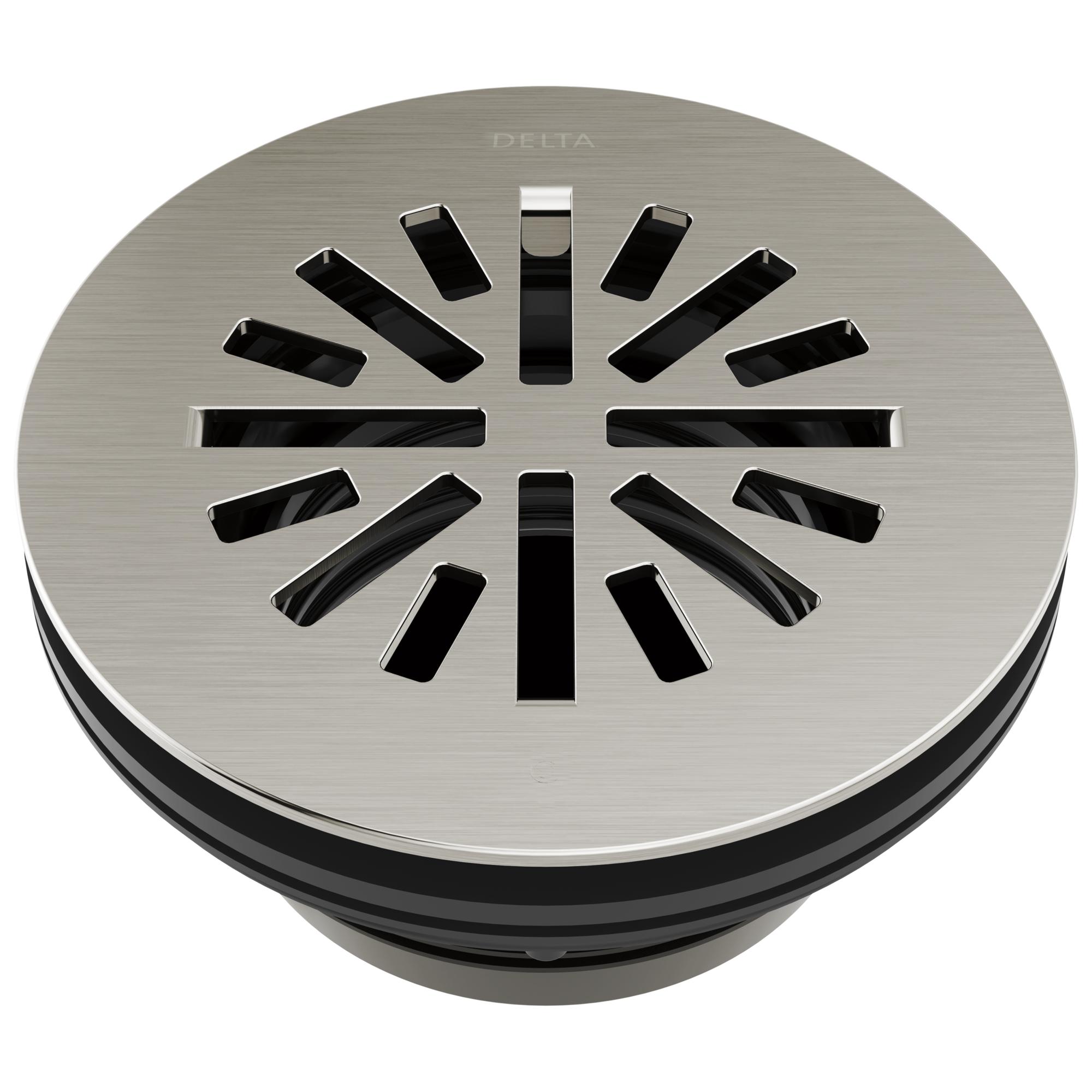 DELTA® DT051411-SS Round Shower Drain, 4 in Nominal, Brass Drain, Import