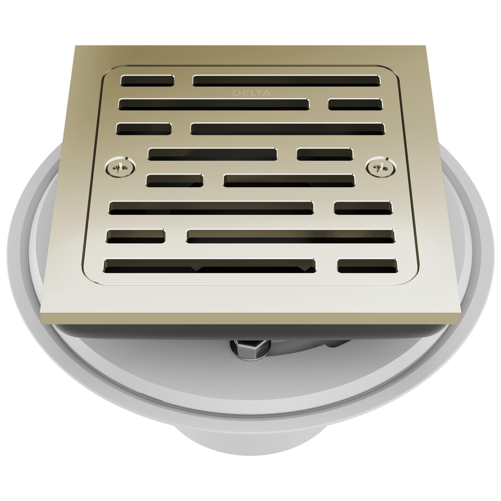 DELTA® DT062412-PN Square Shower Drain, 4 in Nominal, Import