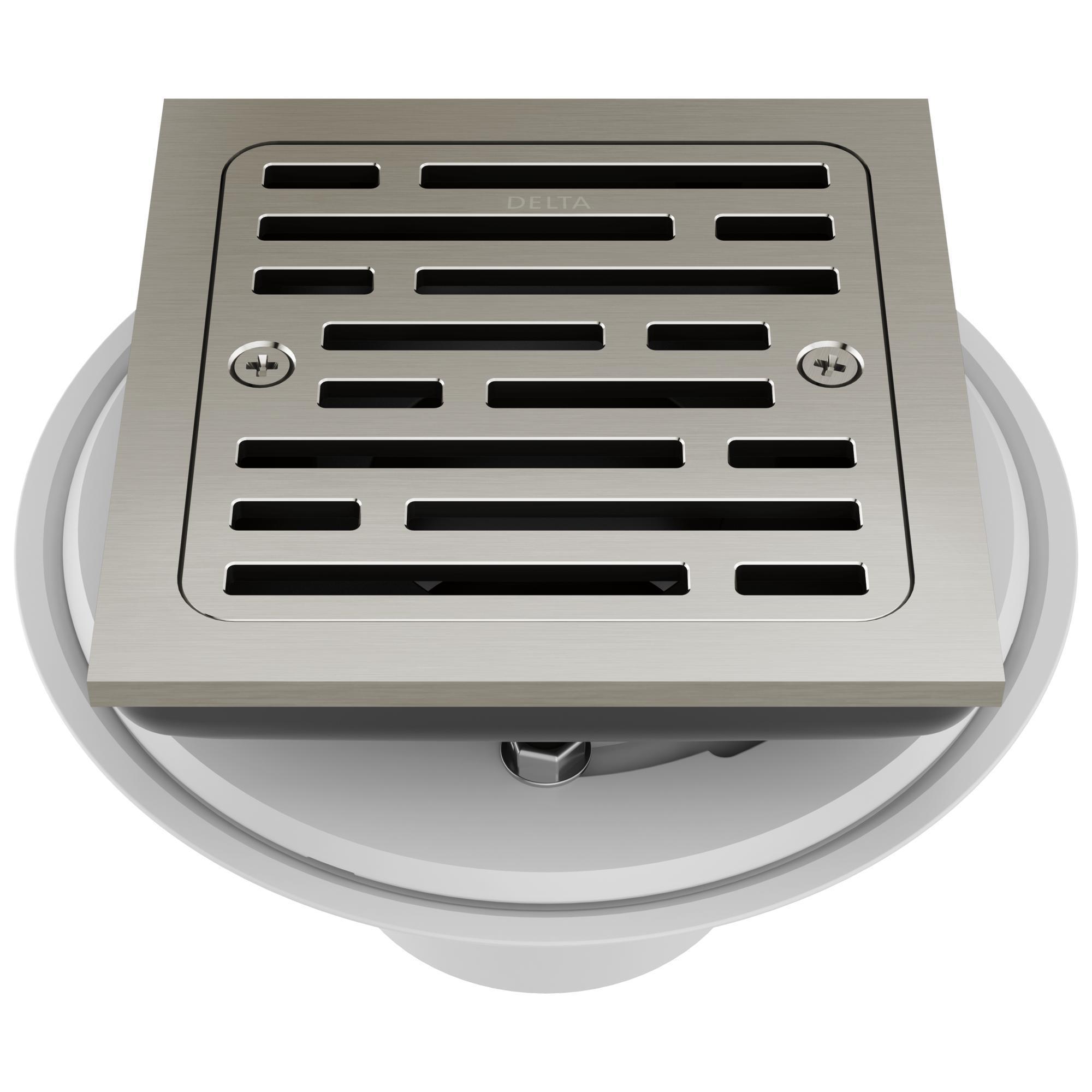 DELTA® DT062412-SS Square Shower Drain, 4 in Nominal, Import