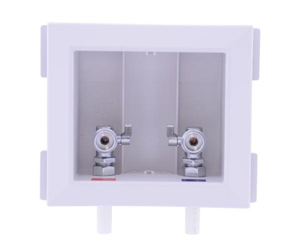 Holdrite® HR-WR-M HR-W Quarter-Turn Handle Washing Machine Outlet Box, 3/4 in MHT, For Use With Condensate or T&P Relief Piping, 160 degree F Temperature/125 psi Pressure, ABS, White