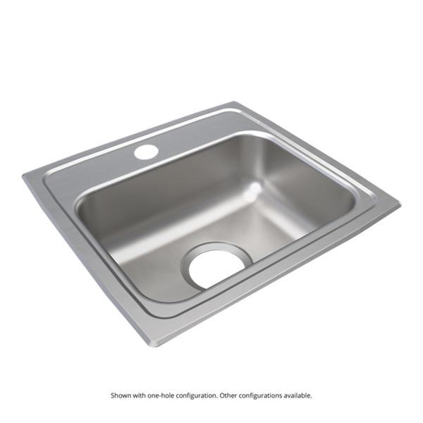 Just Manufacturing SLADA1617A551-J ADA Sink, Lustrous Satin, Rectangular Shape, 14 in L x 10 in W Bowl x 5-3/8 in D Bowl, 1 Faucet Holes, 5-1/2 in H x 16 in W x 17 in L, Drop-In Mounting, 304 Stainless Steel