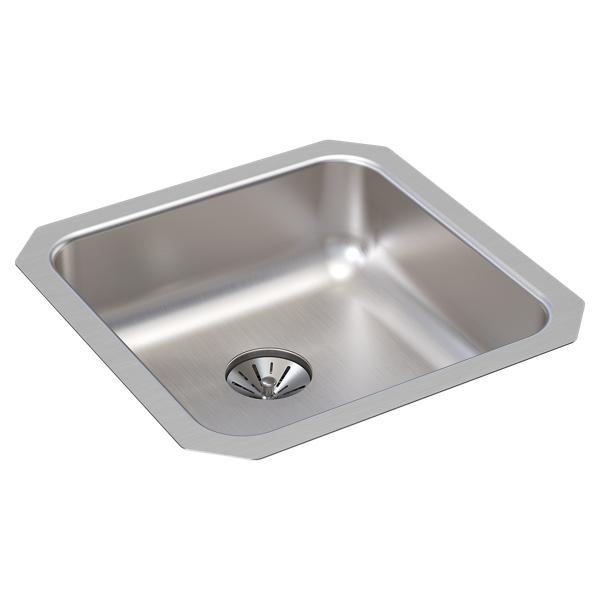 Just Manufacturing USFADA1616A50-J Overflow ADA Sink, Lustrous Satin, Rectangular Shape, 14 in L x 14 in W Bowl x 5 in D Bowl, 5 in H x 16-1/2 in W x 16-1/2 in L, Undermount Mounting, 304 Stainless Steel