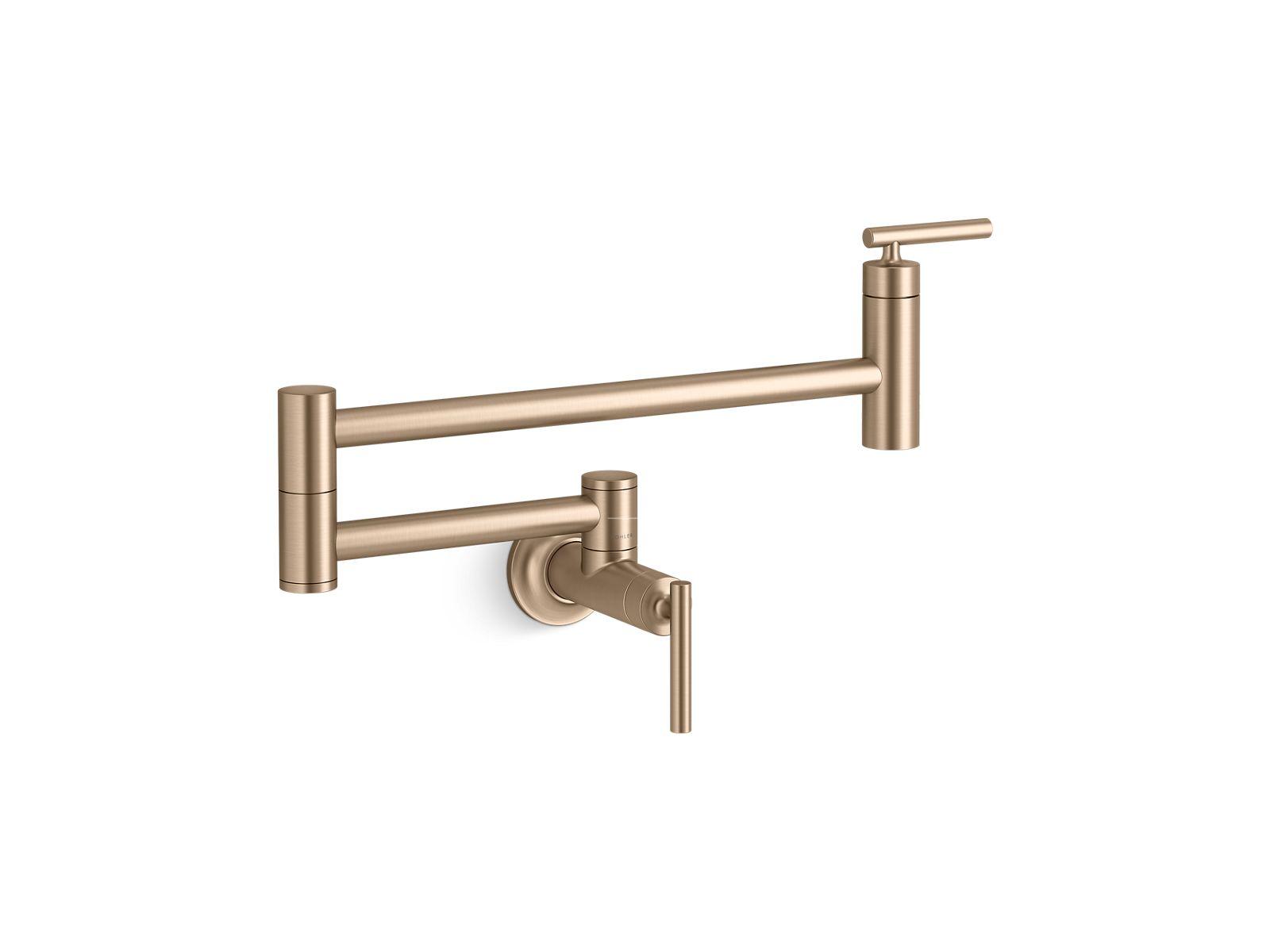 Kohler® 35745-BV Pot Filler, 5.2 gpm Flow Rate, Articulating Spout, Vibrant Brushed Bronze, 1 Handles