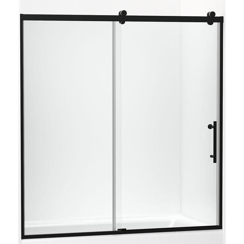 Kohler® 702253-10L-BL 702253-10L Rely Sliding Bath Door, 56-5/8 to 59-5/8 in Opening Width, 3/8 in THK Glass, Matte Black