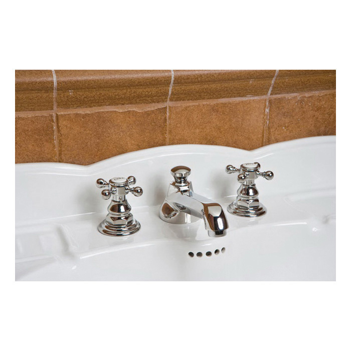 Newport Brass® 920/15S Model 920 Widespread Lavatory Faucet, Astor, 1.2 gpm Flow Rate, 1-7/16 in H Spout, 8 to 20 in Center, PVD Satin Nickel, 2 Handles, Pop-Up Drain