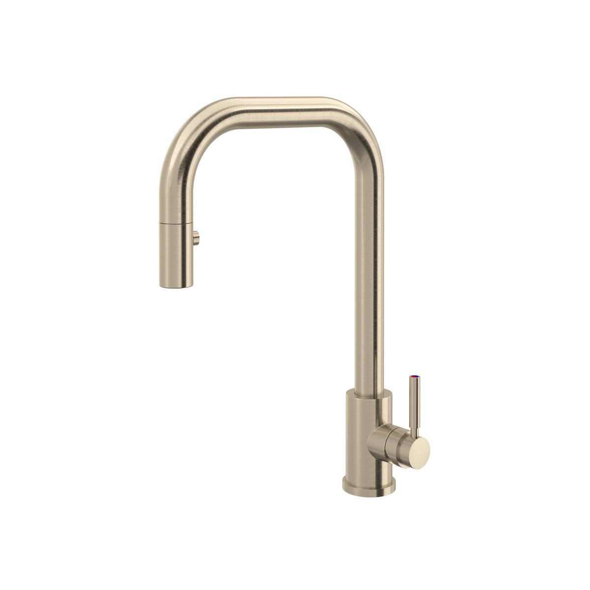 Perrin & Rowe U.4046L-STN-2 Holborn Pulldown Kitchen Faucet Pull-Down Touchless, 1.75 gpm Flow Rate, Nickel, Import