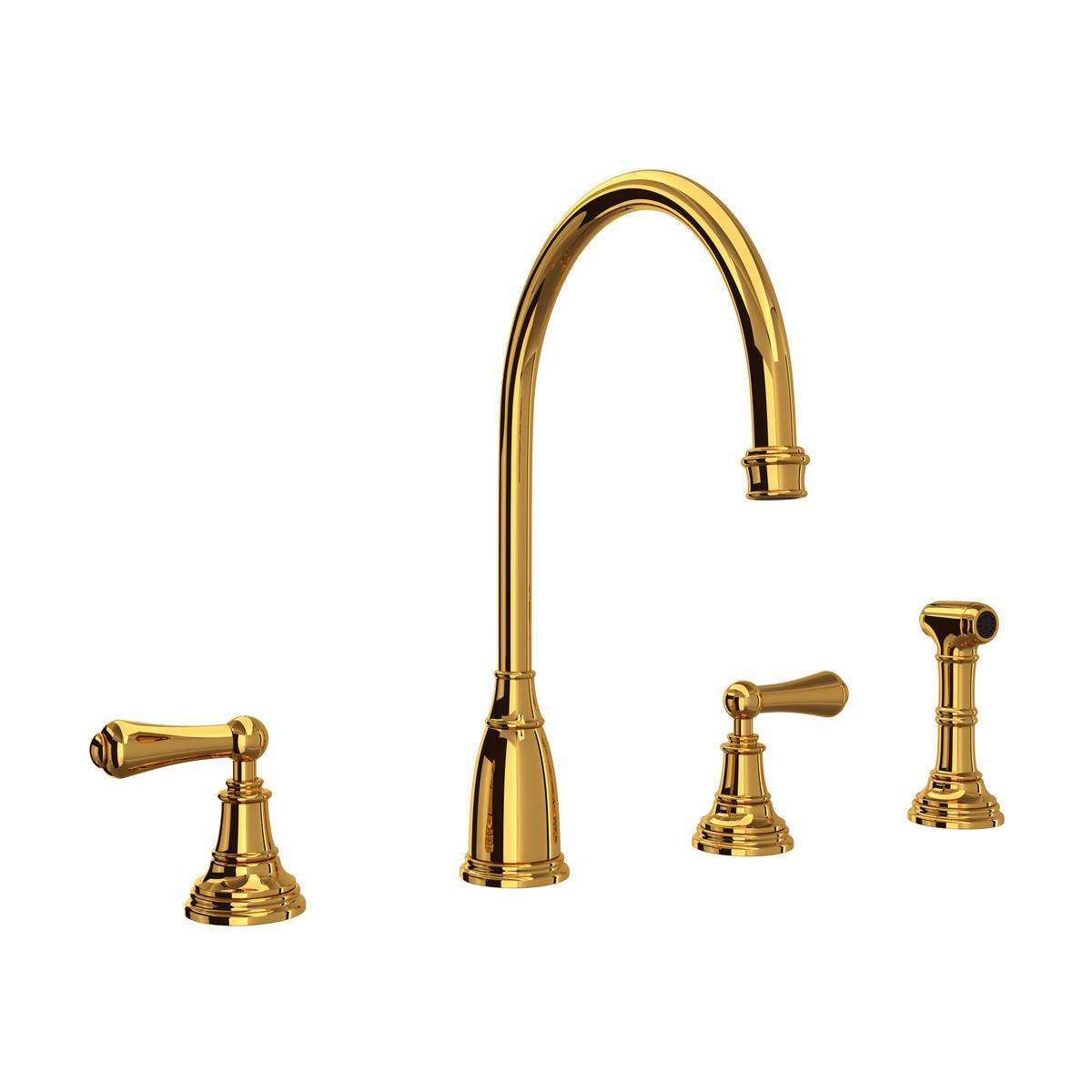 Perrin & Rowe U.4736L-ULB-2 Georgian Era Kitchen Faucet Edwardian Single Hole, 1.8 gpm Flow Rate, Brass, Import