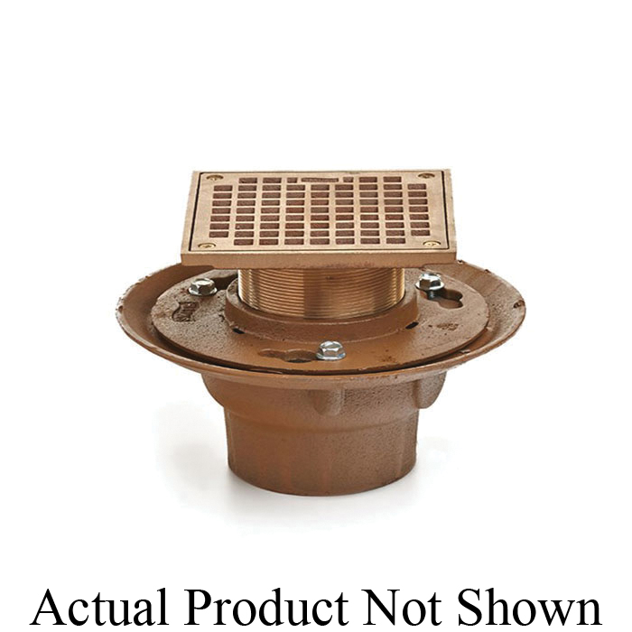 Smith® 2005Y02 (-B05PB-P050-U) Floor Drain, 2 in Outlet, No-Hub Connection, 5 in, Cast Iron Drain