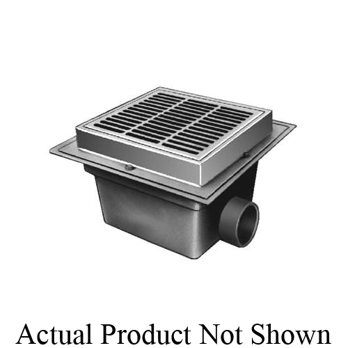 Smith® 2455Y06 (-NB) Traffic Floor Drain, 6 in Outlet, No-Hub Connection, 12-3/4 x 10-3/4 in Cast Iron Grid, Steel Drain