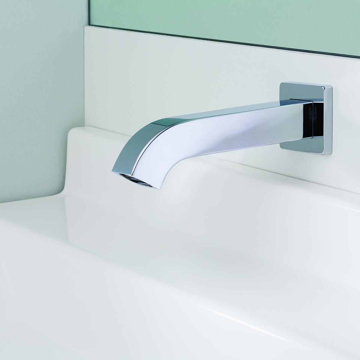 Speakman® SF-2000 Sensorflo® Square AC Powered Sensor Faucet, Commercial/Residential, 0.5 gpm Flow Rate, 7-3/4 in H Spout, Polished Chrome, Function: Touchless