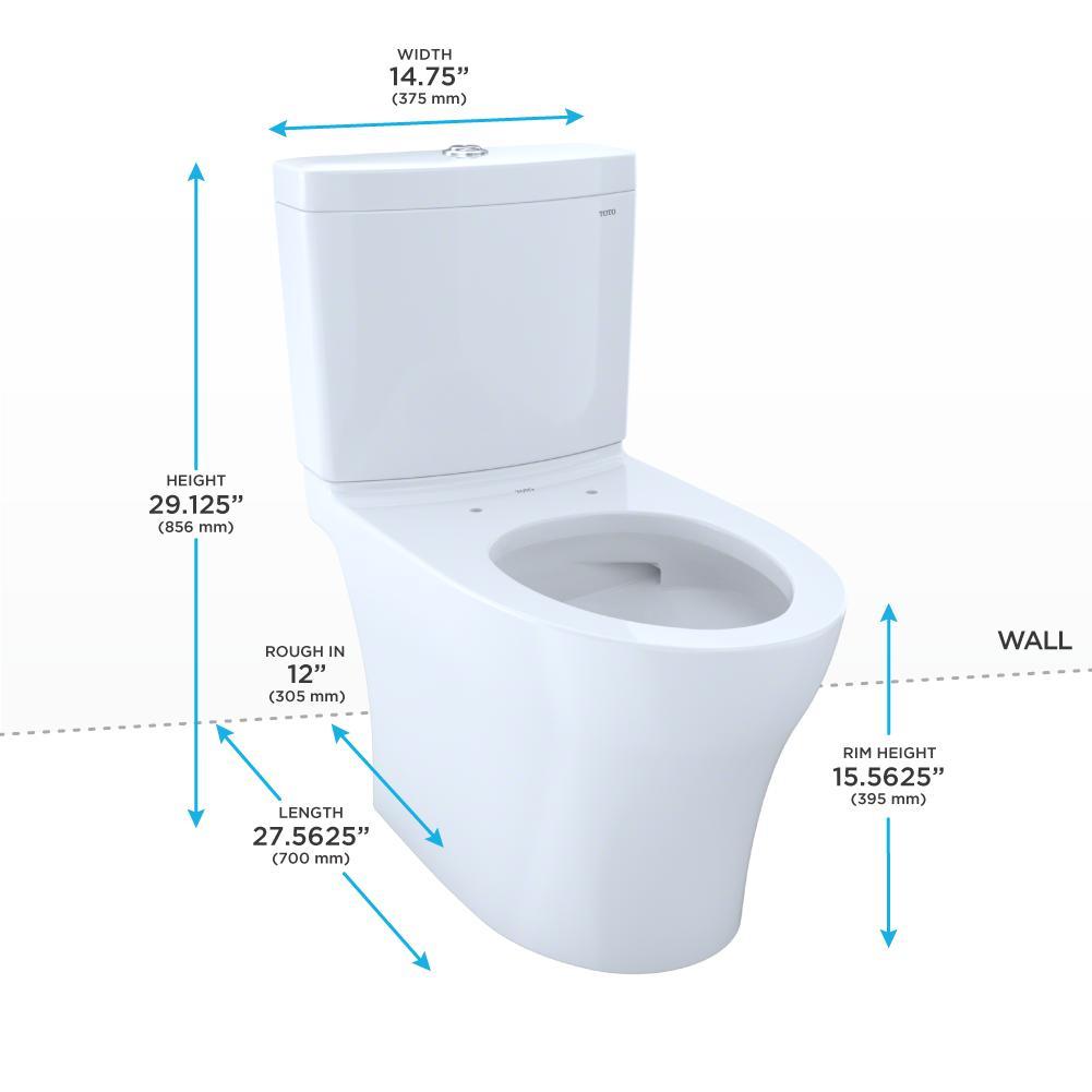 Toto® CST446CEMGN#01 AQUIA® IV Two Piece Toilets, Aquia, Elongated Bowl, 14.938 in H Rim, 12 in Rough-In, 1.28,0.9 gpf Flush Rate, Cotton White