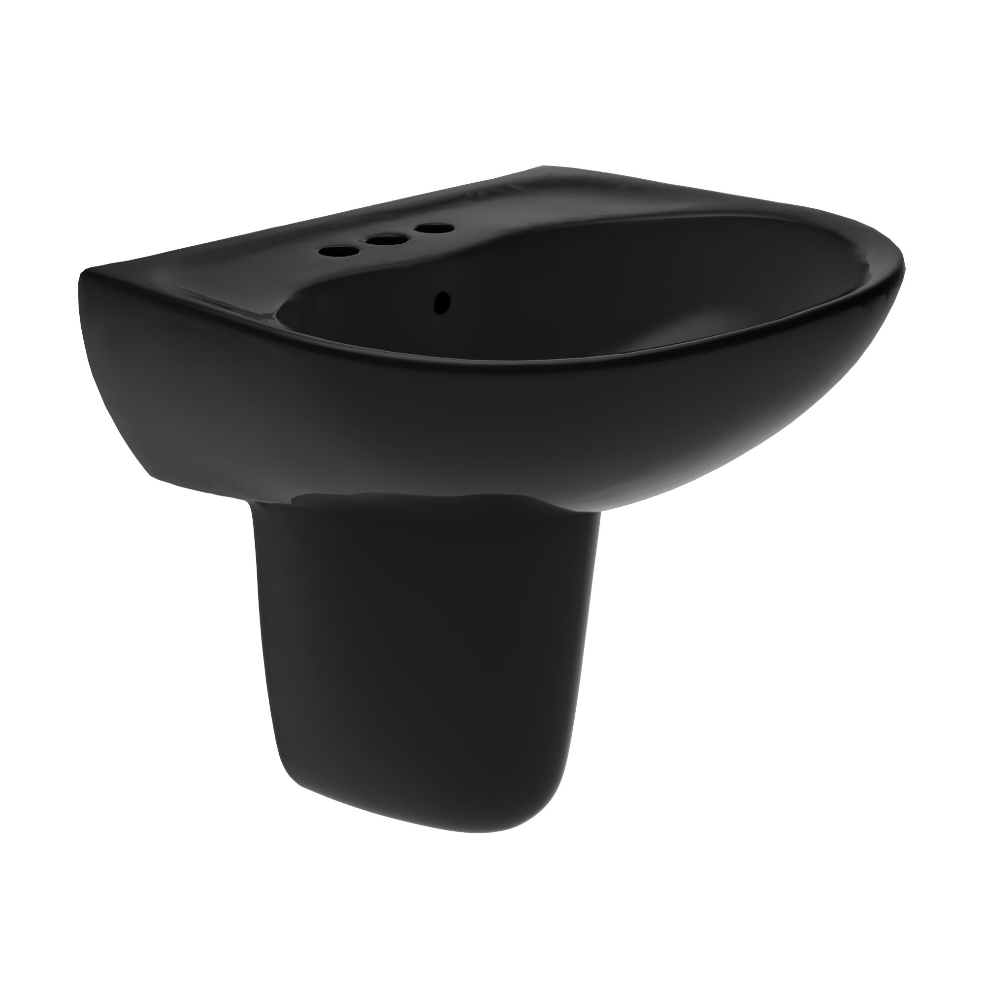 Toto® LHT241.4#51 Elegant Lavatory With Rear Overflow and Shroud, Supreme®, Oval Shape, 4 in Faucet Hole Spacing, 22-7/8 in W x 19-5/8 in D, Wall Mount, Vitreous China, Ebony, Import