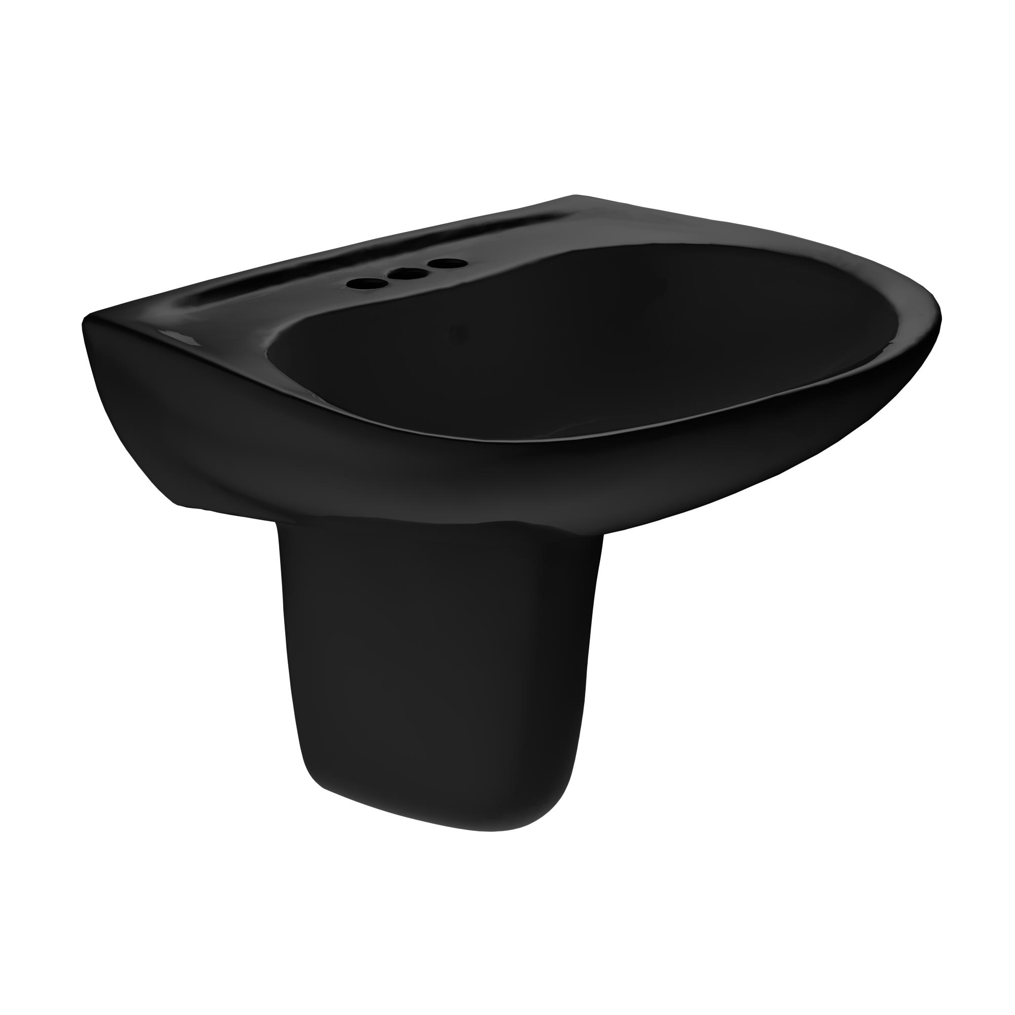 Toto® LHT242.4#51 Elegant Contemporary Lavatory With Rear Overflow and Shroud, Prominence®, Oval Shape, 4 in Faucet Hole Spacing, 26 in W x 21-1/2 in D, Wall Mount, Vitreous China, Ebony, Import