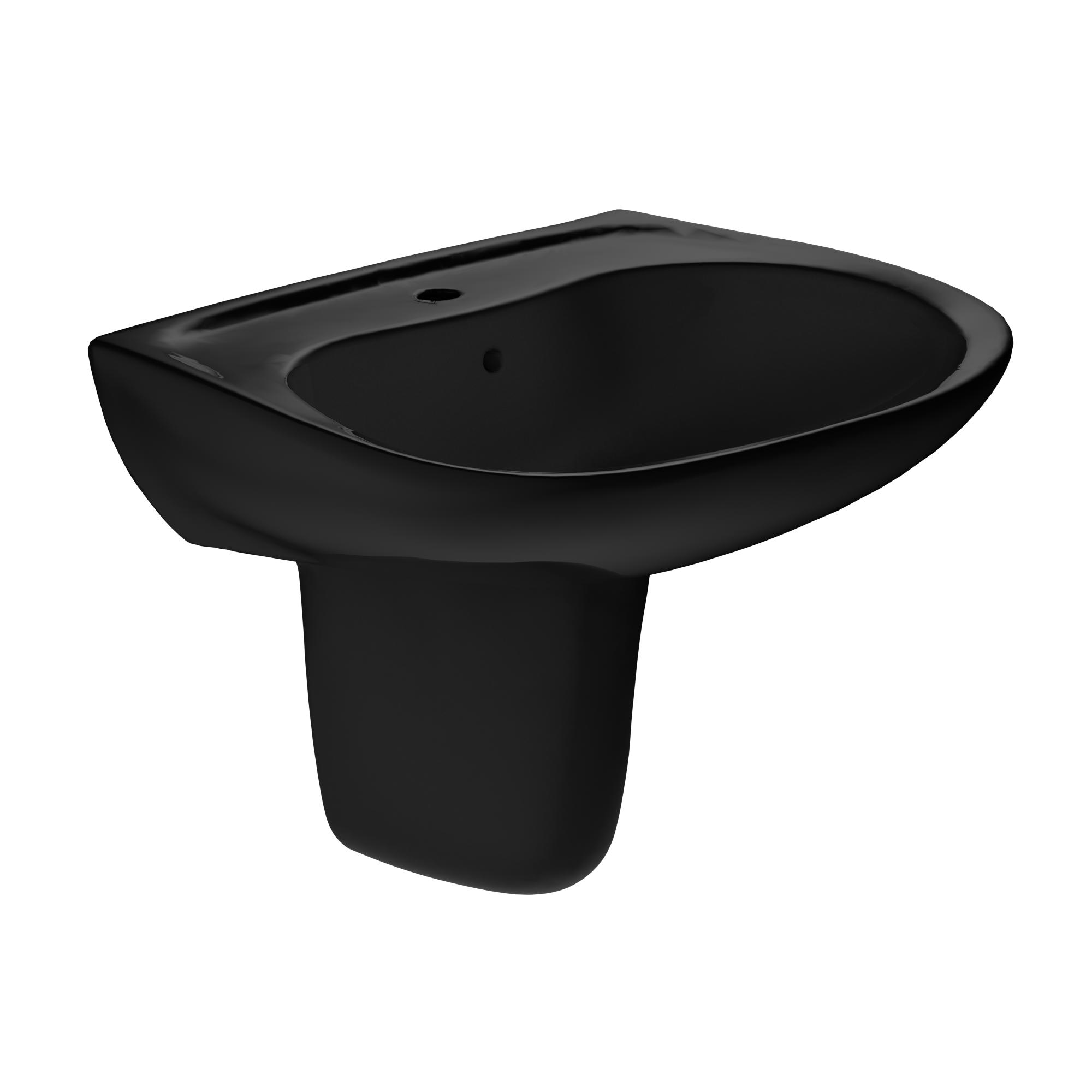 Toto® LHT242#51 Lavatory With Rear Overflow and Shroud, Prominence®, Oval Shape, 26 in W x 21-1/2 in D, Wall Mount, Vitreous China, Ebony, Import
