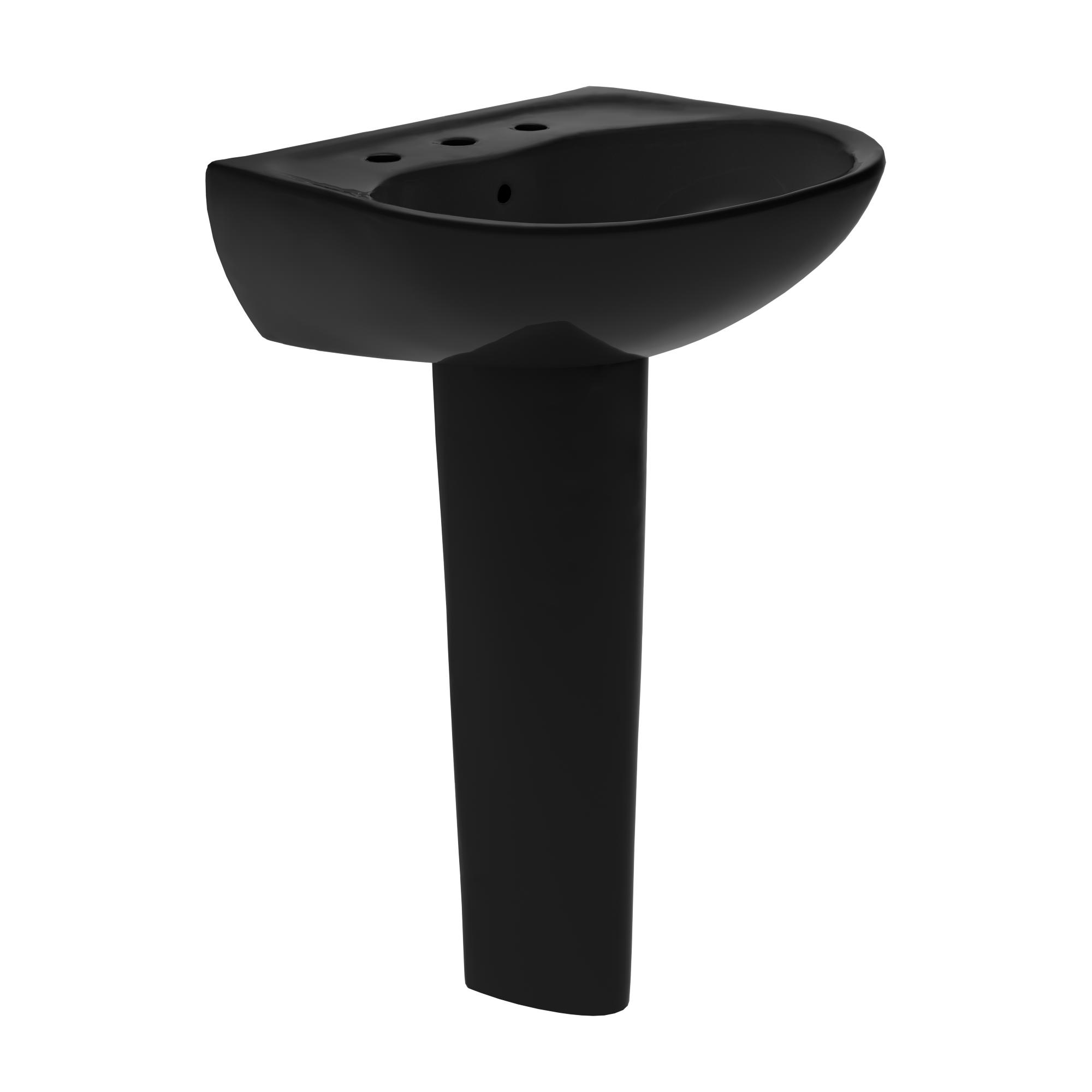 Toto® LPT241.8#51 Elegant Lavatory With Rear Overflow, Supreme®, Oval Shape, 8 in Faucet Hole Spacing, 22-7/8 in W x 19-5/8 in D, Pedestal Mount, Vitreous China, Ebony, Import