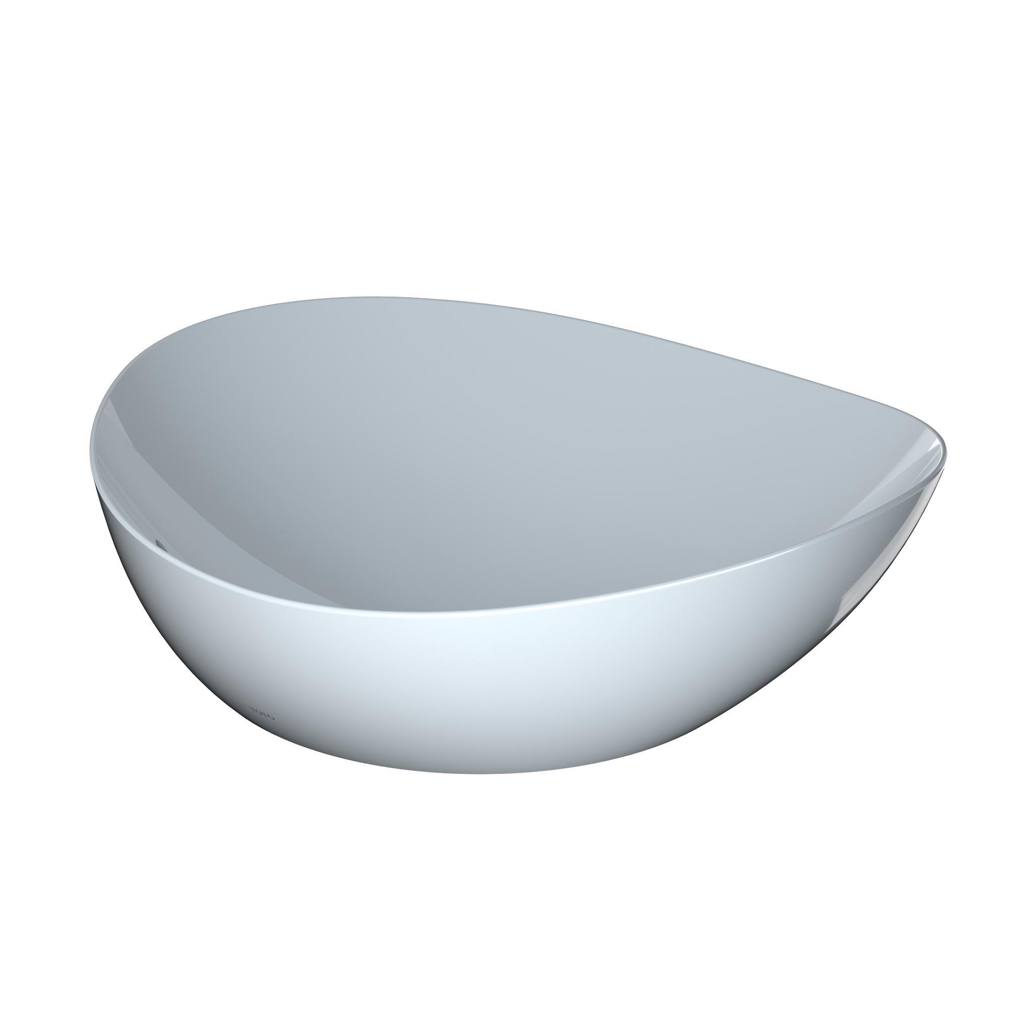 Toto® LT477G#01 Kiwami® Vessel Bathroom Sink With CEFIONTECT® Ceramic Glaze, Asymmetrical Shape, 16-1/2 in L x 5-1/8 in W x 18-1/8 in H, Countertop Mount, Ceramic, Cotton White, Import