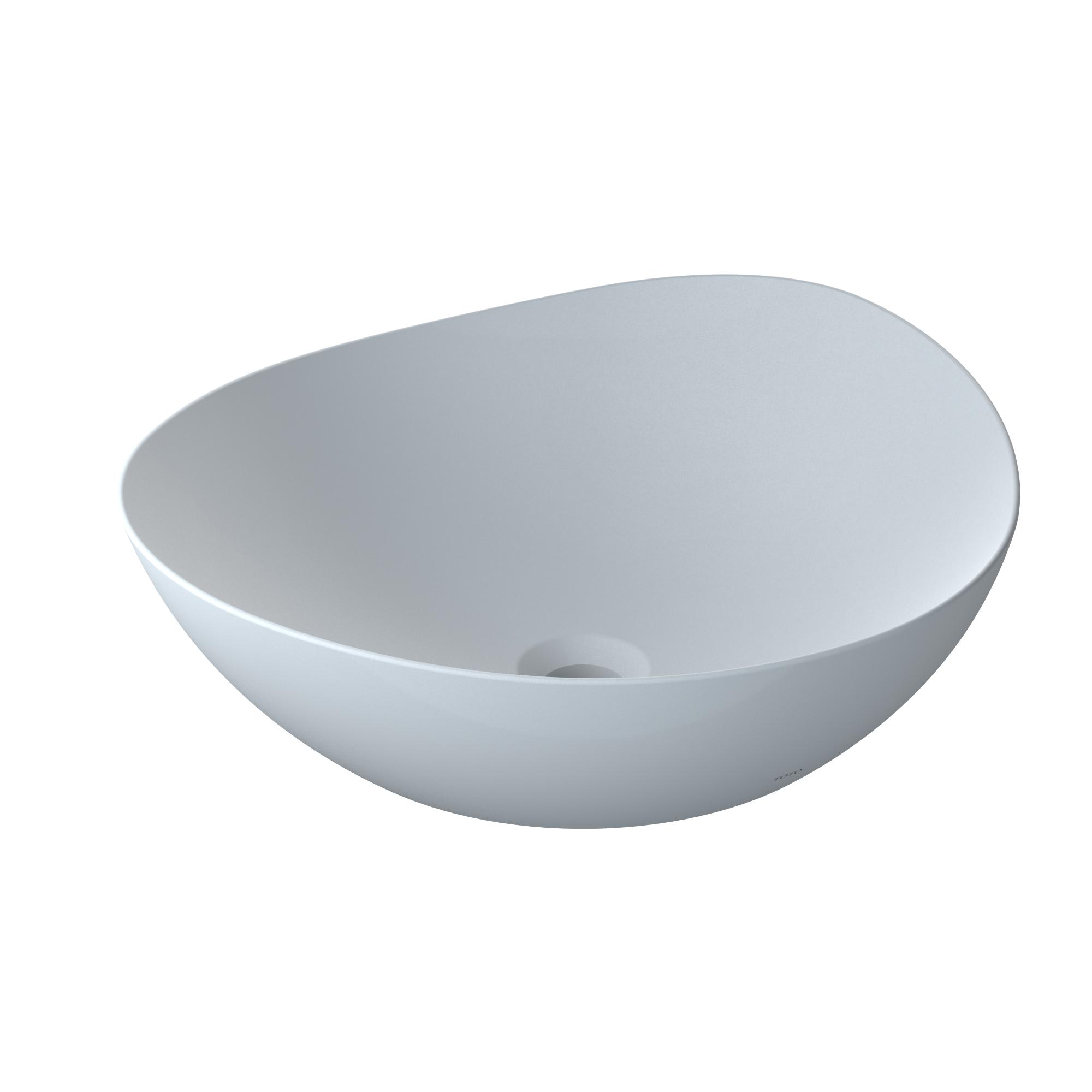 Toto® LT477MT#CMW Kiwami® Renesse Bathroom Sink With CEFIONTECT® Ceramic Glaze, Asymmetrical Shape, 16-1/2 in L x 18-1/8 in W x 5-1/8 in H, Vessel Mount, Ceramic, Clean Matte/White, Import