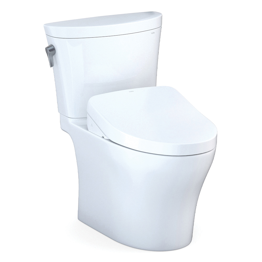Toto® MW4483046CUMFGA#01 Left Universal Height 2-Piece Toilet With CEFIONTECT™ Ceramic Glaze, Washlet®+ Aquia® IV 1G®, Elongated Bowl, 16-1/8 in H Rim, 12 in Rough-In, 0.8/1 gpf, Cotton White, Import