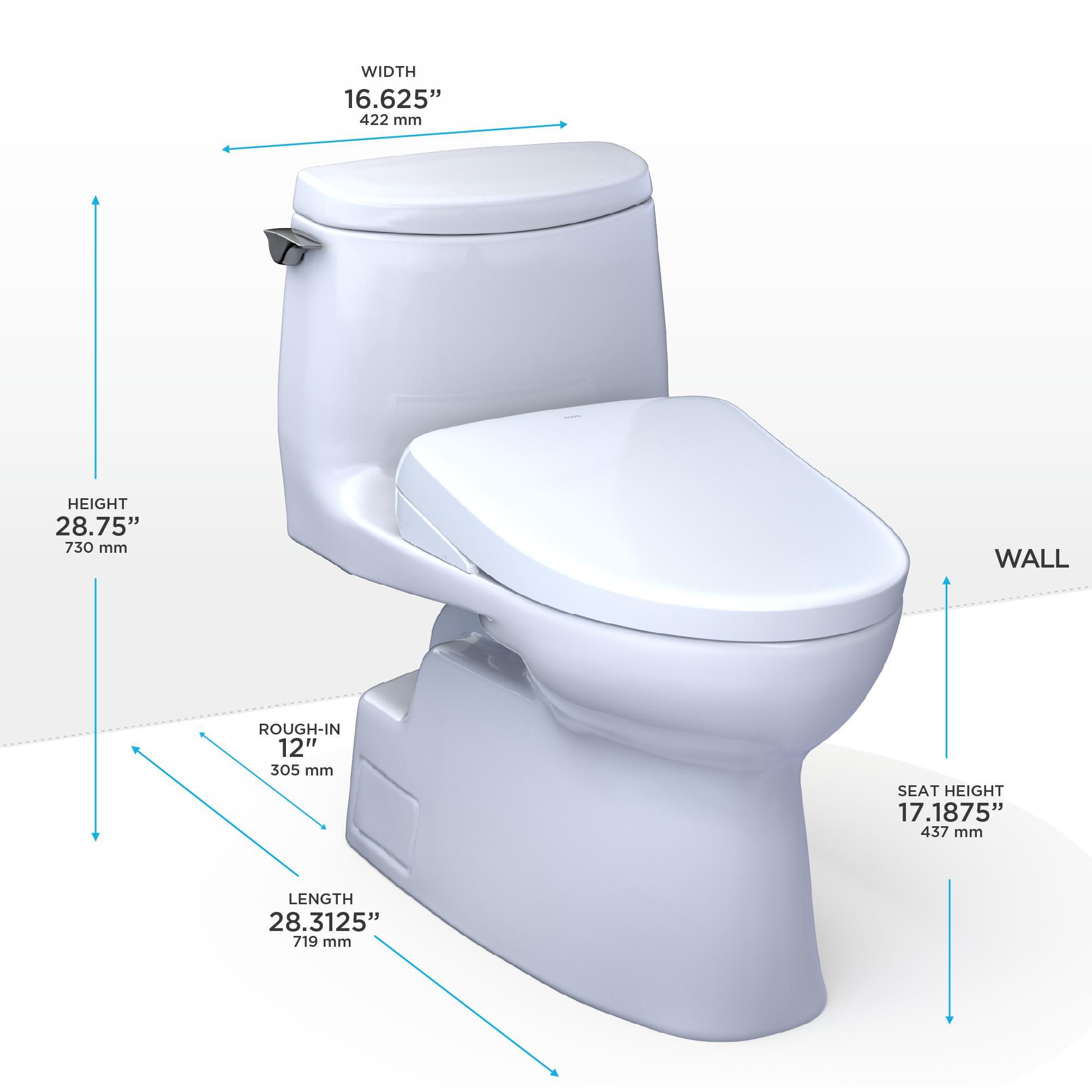 Toto® MW6144726CUFGA#01 MW6144726CUFGA 1-Piece Toilet, Carlyle® II, Elongated Bowl, 12 in Rough-In, 1 gpf Flush Rate, Cotton, Import