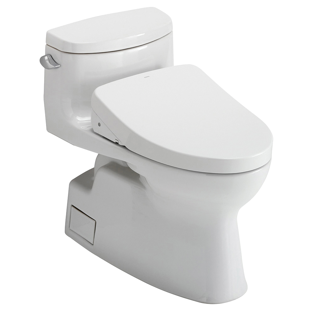 Toto® MW6443046CEFG#01 Universal Height 1-Piece Toilet With CEFIONTECT™ Ceramic Glaze, T40 Washlet®+ Carolina® II, Elongated Bowl, 16-1/8 in H Rim, 12 in Rough-In, 1.28 gpf, Cotton White, Import